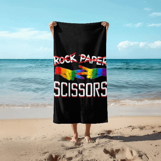 Rock Paper Scissors Lesbian LGBTQ Pride Beach Towels