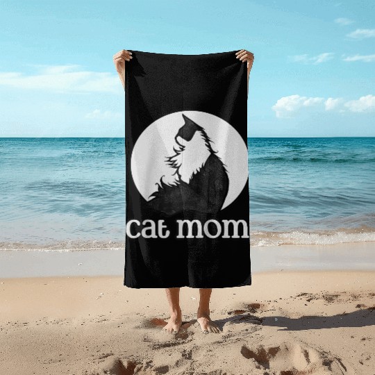 Cat Mom Tuxedo cat artwork I love my tuxedo cat Beach Towels
