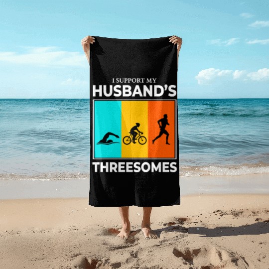 Swim Bike Run Triathlon Triathlete Husband Wife Beach Towels
