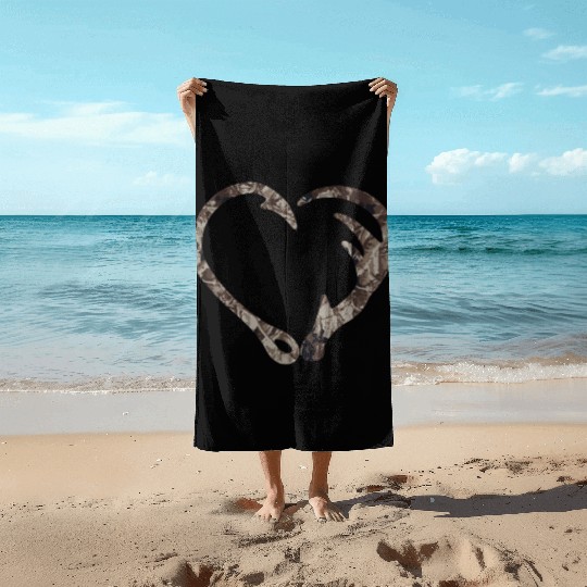 Camo Fish Hook Antler Deer Hunting Buck Hunter Dad Beach Towels