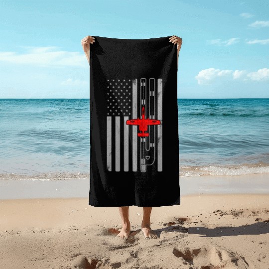 A-10 Warthog American Flag Runway A10 Thunderbird Beach Towels