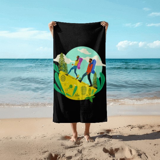 Black People Hiking Beach Towels