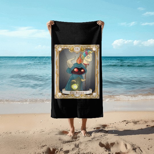 The Hermit Tarot Card, Major Arcana Anime Baphomet Beach Towels
