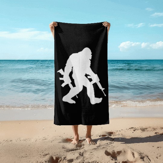 Bigfoot Silhouette Sasquatch Beach Towels