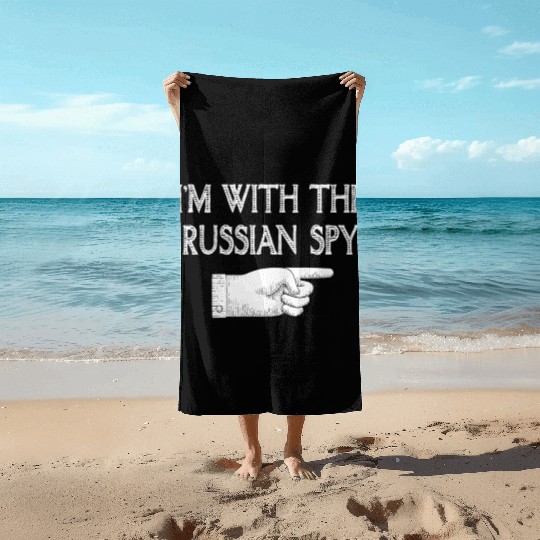 I'm With Russian spy Matching Halloween Costume Beach Towels