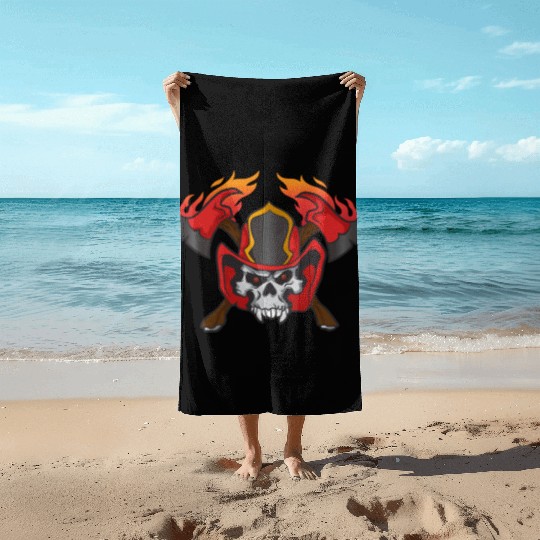 Job Flame Skull Beach Towels