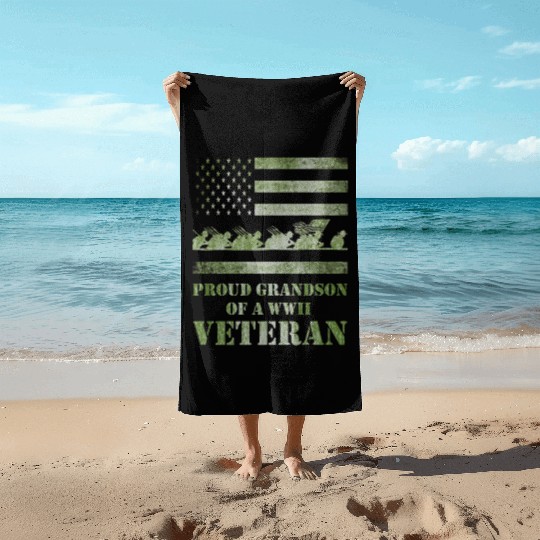 World War 2 Ii 80th Anniversary Proud Grandson Of Beach Towels