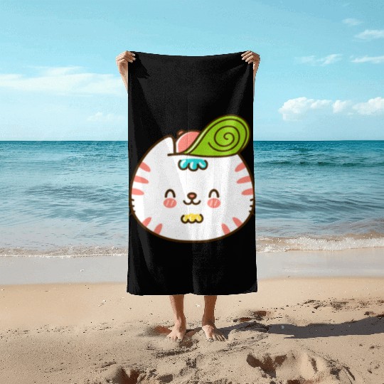 Kawaii Cat Head Smiling Beach Towels