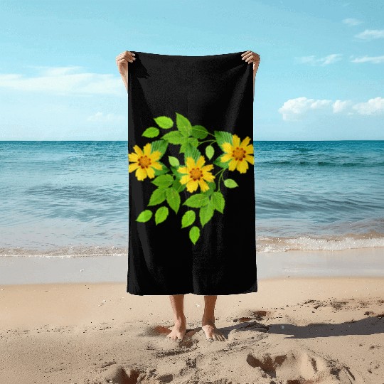 yellow flowers Beach Towels
