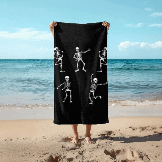 skeleton , Dancing Skeleton, Halloween , Dancing Beach Towels