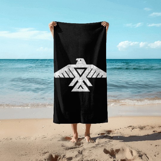 Native American Owl Symbol Beach Towels