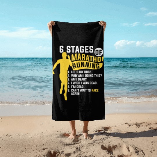 Marathon Running 6 Stages of Marathon Running Beach Towels