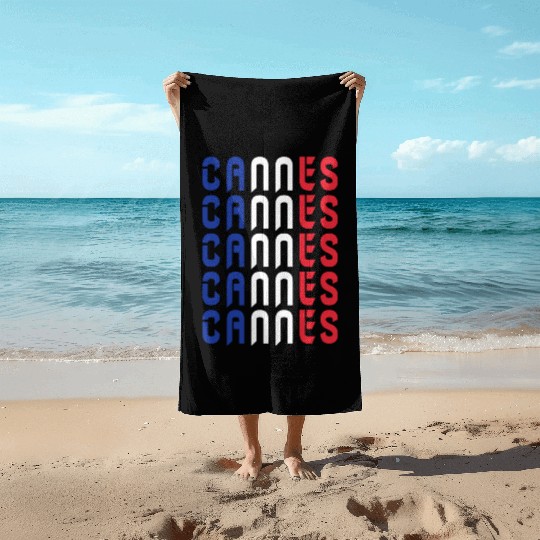 Cannes flags France design Beach Towels