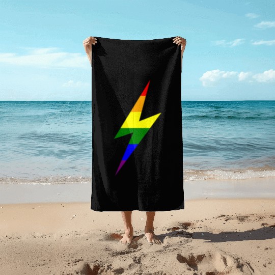 Rainbow Lightning Bolt Beach Towels