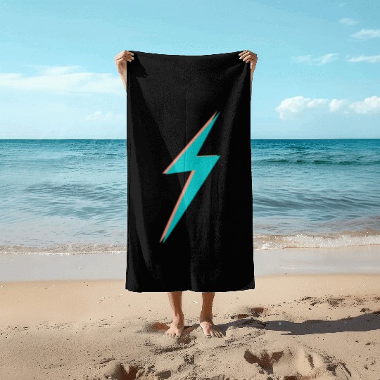 double Lightning Bolt Pink And Blue Beach Towels