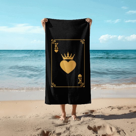 King of Hearts King Queen Couple Halloween Costume Beach Towels