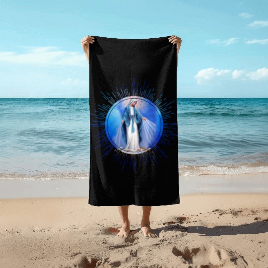 Virgin mary madonna maria ave maria catholic bibel Beach Towels