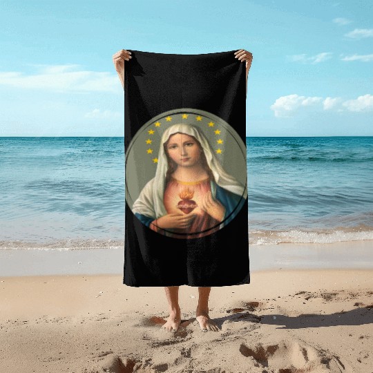 Virgin mary madonna maria ave maria catholic bibel Beach Towels