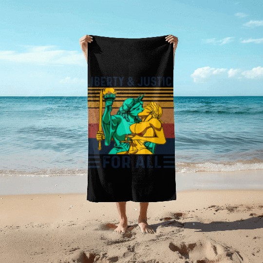 Liberty Justice For All Lesbian Lgbt Pride Beach Towels