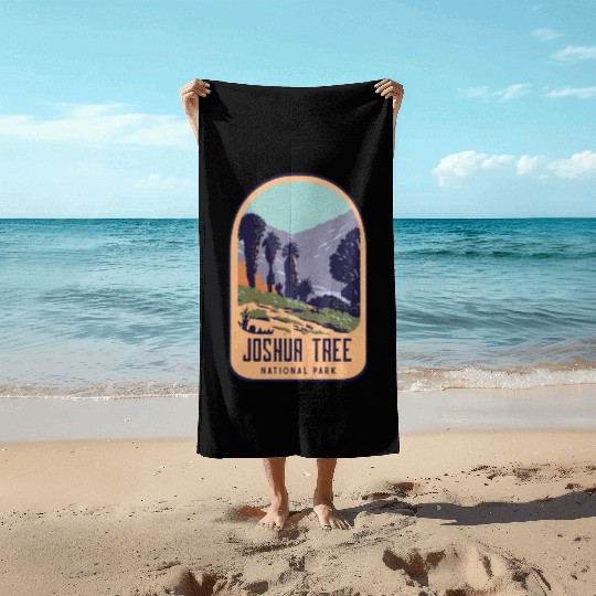 Joshua tree national park retro design Beach Towels