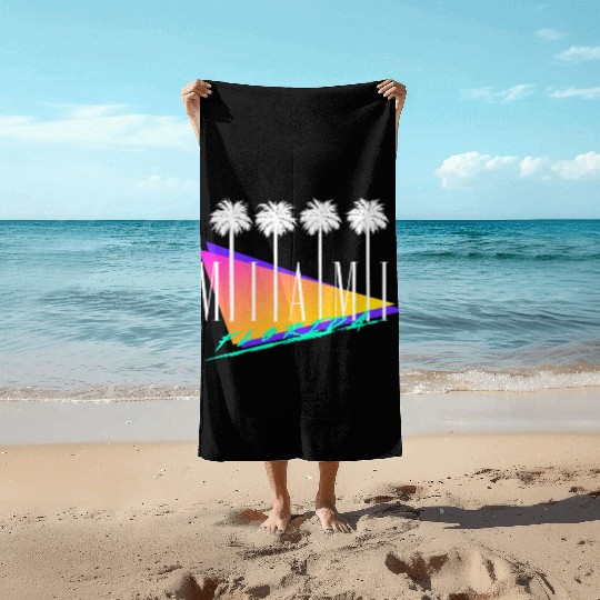 Miami Florida Retro Style Beach Towels