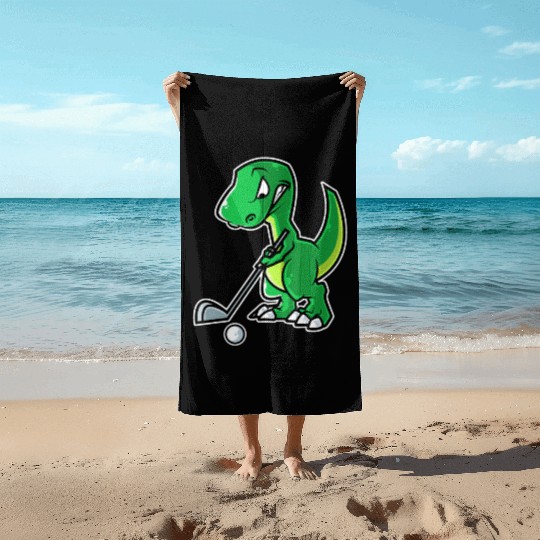 Tyrannosaurus Golf Player Golfer Golfing Funny Beach Towels