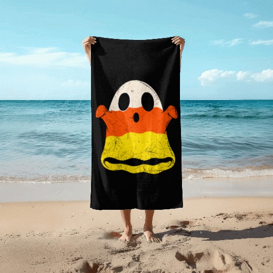 Vintage Candy Corn Ghost Creepy Halloween Costume Beach Towels