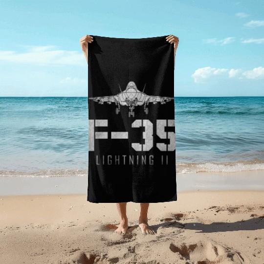 F 35 Lightning II US Airborne Fighter Pilot Beach Towels