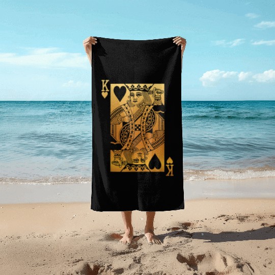 King of Hearts Card 5884 Beach Towels