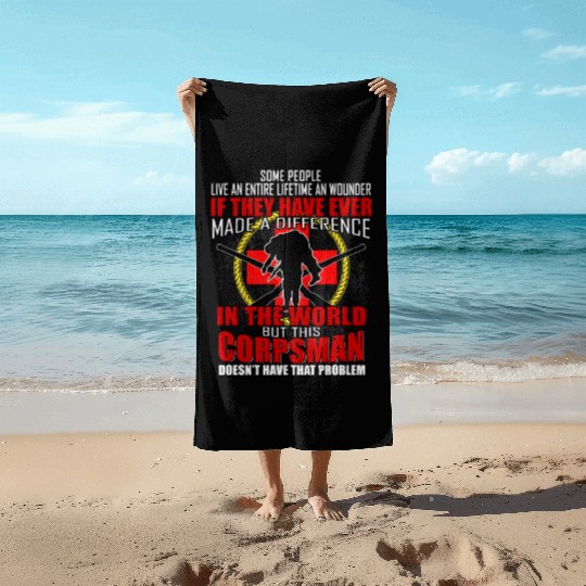 Devil US Navy Corpsman DOC Badass Army Veteran Beach Towels