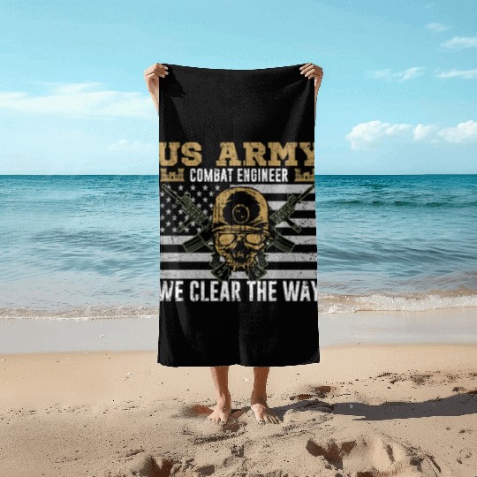Vintage US Army Combat Engineer 12B Military Pride Beach Towels