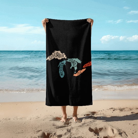 Great lakes USA, Michigan Lake Erie Lake Beach Towels