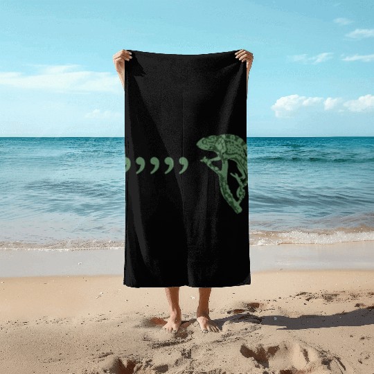 Comma chameleon Beach Towels