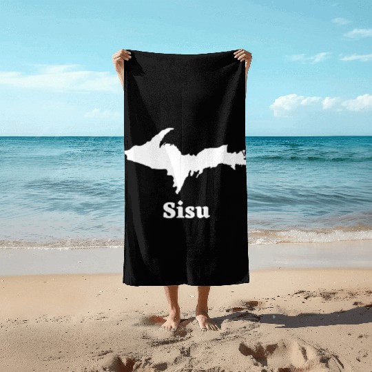 Sisu Upper Peninsula Michigan Yooper U.P. 906 Beach Towels