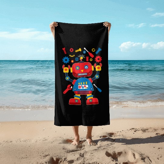 Robot Engineer Science Technology Robots Beach Towels