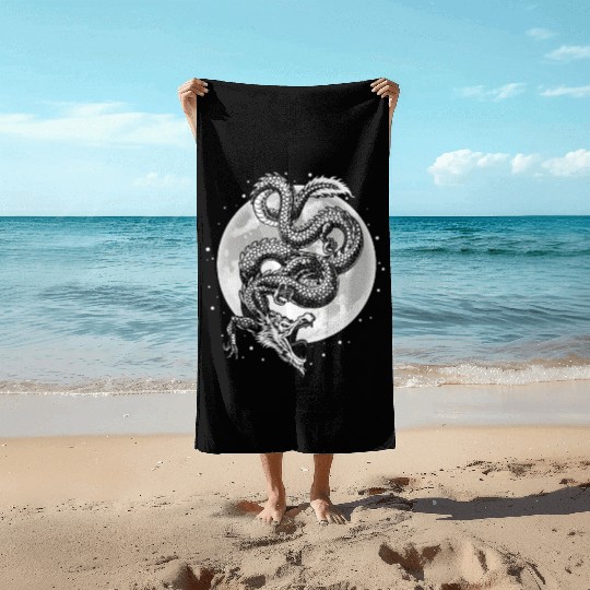 Chinese And Japanese Dragon Beach Towels