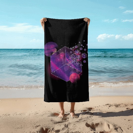 Galaxy Planet Moon Universe Cube Space Beach Towels