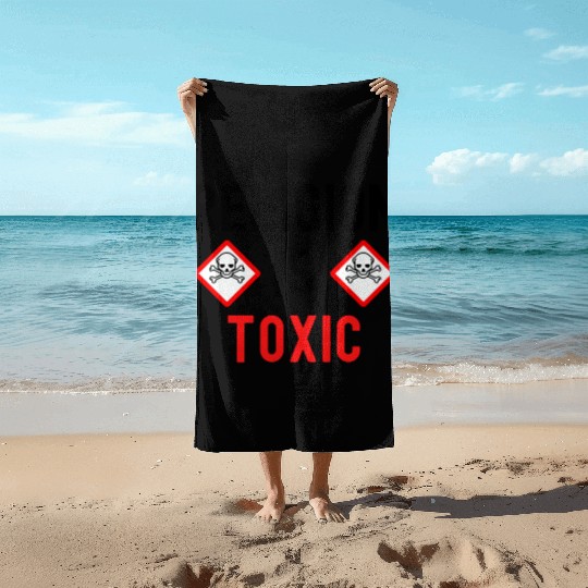 RELIGION Is TOXIC Skull Crossbones toxicity symbol Beach Towels