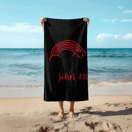 Loved john 3 16 Valentine Day Bible Verse Text Art Beach Towels