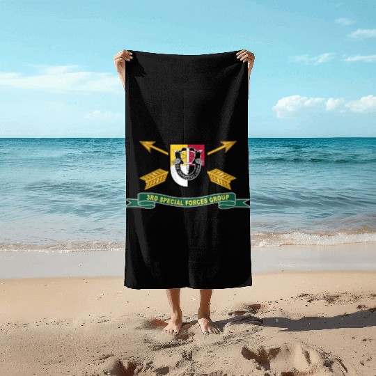 Army 3rd Special Forces Group Flash w Br Ribbon Beach Towels