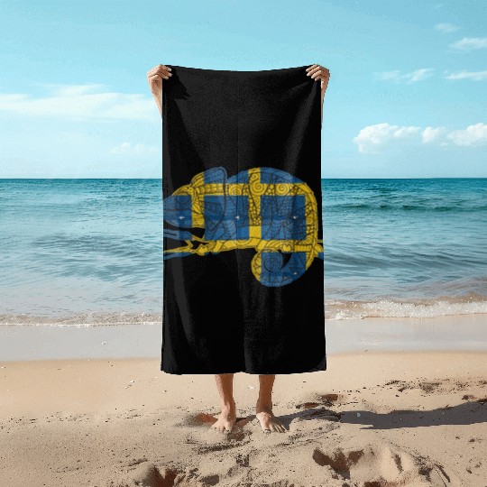 COLORFUL CHAMELEON, WILD CHAMELEON, wild life, CHA Beach Towels