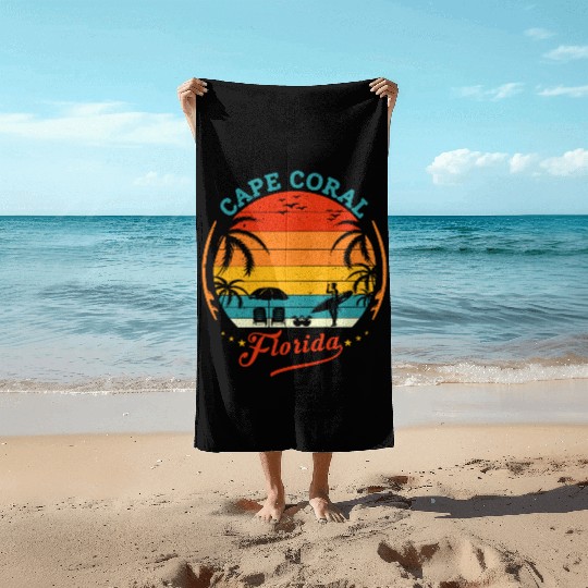 Cape Coral Est.1973 Vintage Florida summer Gift Beach Towels