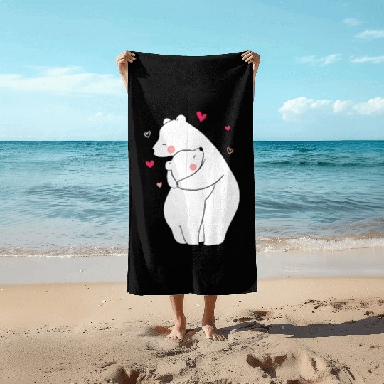 Cute Mama and Baby Bear Cub Hugging Mothers Day Beach Towels