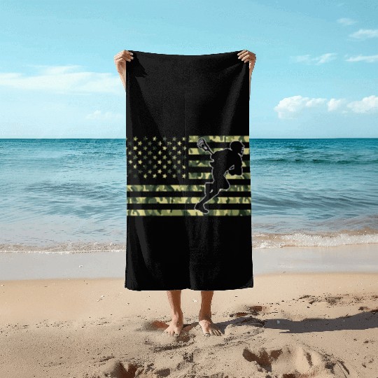 American Camo Flag Lacrosse American Flag Camo Beach Towels