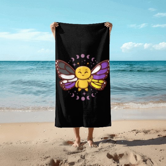 Gender Non-Binary Monarch Butterfly Subtle Pride Beach Towels