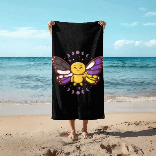 Gender Non-Binary Monarch Butterfly Subtle Pride Beach Towels