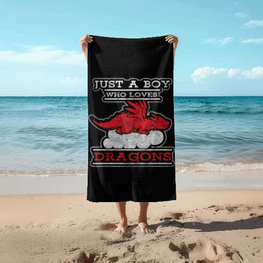Fantasy Asia Black Chinese Dragon Beach Towels
