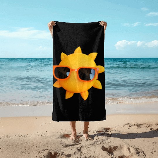 Sun 3d summer yellow nature Beach Towels