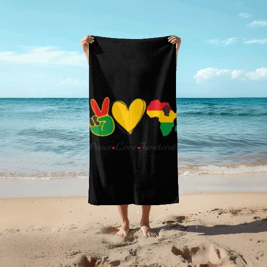 Peace Love Juneteenth, Freedom Day America African Beach Towels