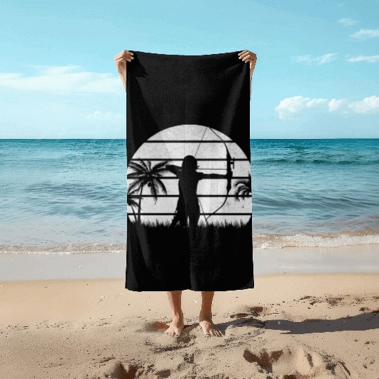 Archery Woman Archer Archery Bow & Arrow Archery Beach Towels